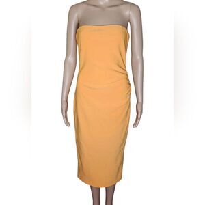 NWT Petal + Pup Whitehaven women's orange stretch ruched midi tube dress Size 8